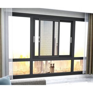 Simple fixed aluminum alloy floor-to-ceiling window soundproof double aluminum alloy folding horizontal sliding window