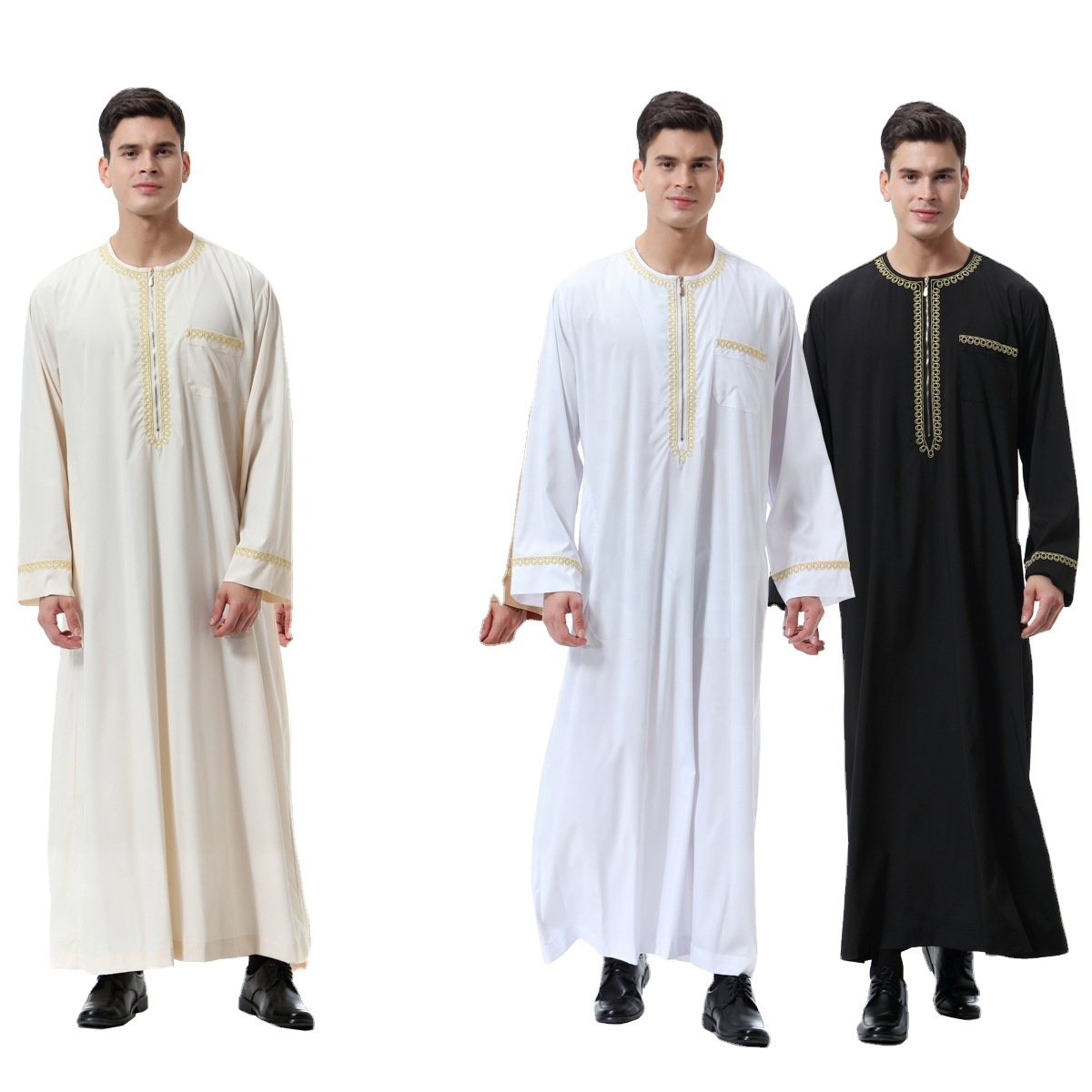 Chest Pockets New Fashion New Style Islamic Clothing Arabic Jubba Design Men Arab Thobe Al Haramain Saudi Men Abya Thobe