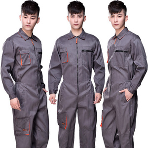 Factory Grey Work Wear Coveralls For Unisex Long Sleeve Zippered Pockets Jumpsuit Car 4S Store Custom Jumpsuit