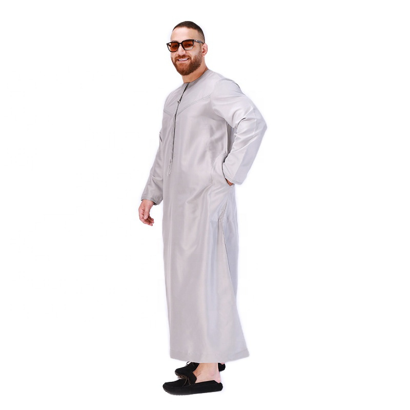 Solid color long sleeved Embroidered Robe Al Daffah Thobes 2023 Arab Thobe Saudi style for men Muslim Daffah for men