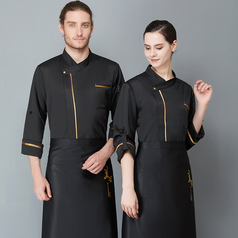 Fashion Black Chef Uniform Work Clothes With Logo Customized Service Modern Restaurant Japanese Style Chef Uniforms