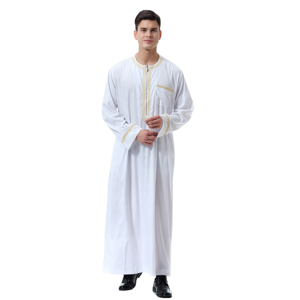 Chest Pockets New Fashion New Style Islamic Clothing Arabic Jubba Design Men Arab Thobe Al Haramain Saudi Men Abya Thobe