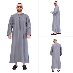 Solid color long sleeved Embroidered Robe Al Daffah Thobes 2023 Arab Thobe Saudi style for men Muslim Daffah for men