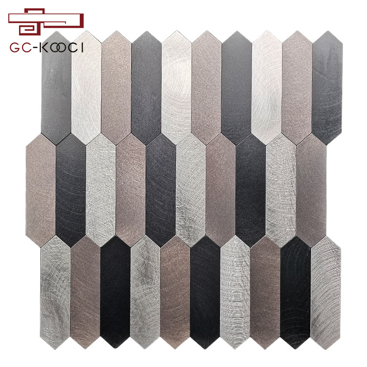 Matte Self adhesive seamless aluminum composite panel mosaic tile antique stone wood like mix pattern wall decoration mosaic