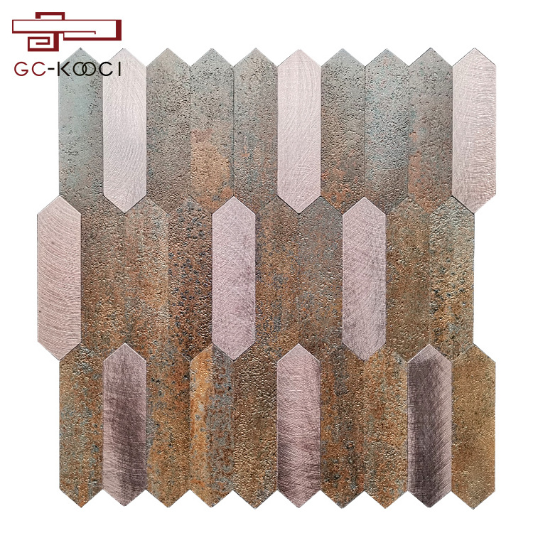 Matte Self adhesive seamless aluminum composite panel mosaic tile antique stone wood like mix pattern wall decoration mosaic