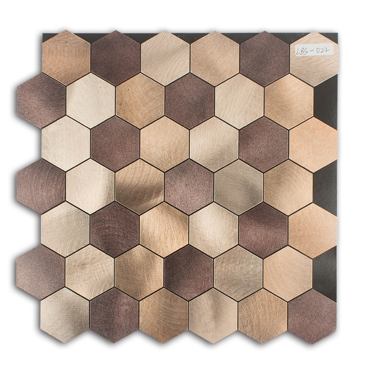 GUCI Copper Color Stainless Steel Metal Tiles Mosaic Wall Border Countertop Backsplash 300x300mm Hexagonal 6mm