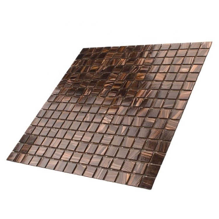 GUCI brown  square swimming pool mirror glass mosaic gold line mosaic tiles