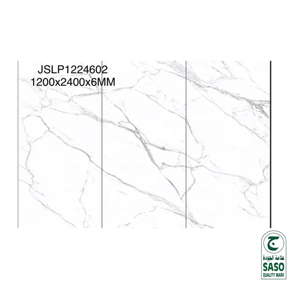 Elegant Carrara White Porcelain Slab Marble Pattern Large Thin Tile Sintered Stone Sheet Wall Floor Decoration