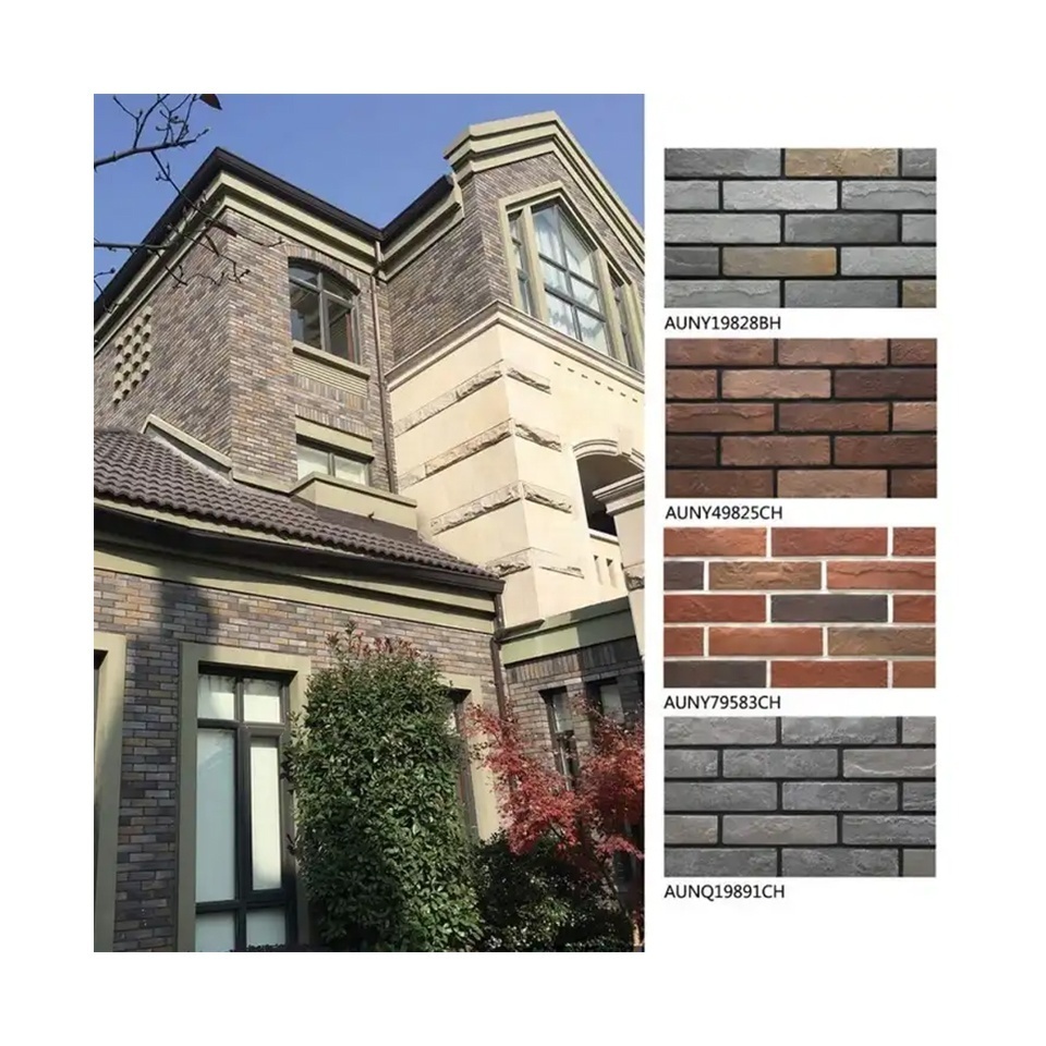 House exterior stone brick design wall tile ceramic outdoor rough matte surface