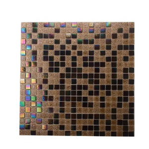 GUCI mix black gold iridescent glow glass floor mosaic tiles design bathroom ceramic wall mosaic tiles