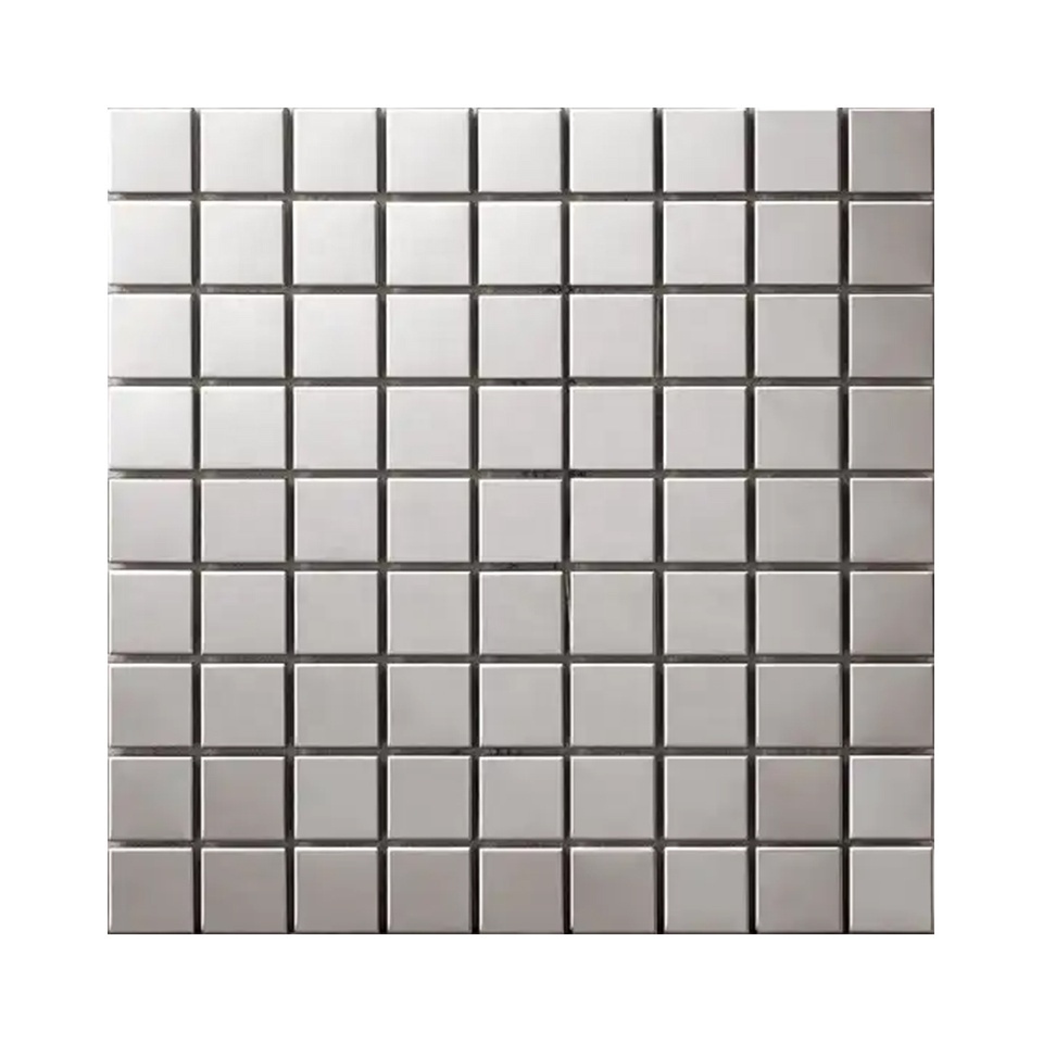 Square stainless steel mosaic tile brushed glossy surface living room TV Background wall