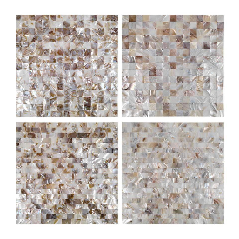 GUCI Background Wall Decor White Square Grid Mesh Pearl Sea Shell mosaic Tiles Seamless