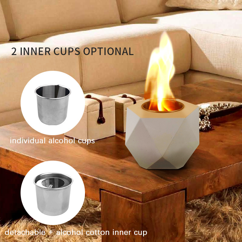 Desktop Portable Alcohol Fireplace Indoor Heating Decorative Mini Cement Fire Pit