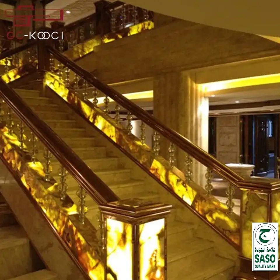 Artificial translucent stone slate stairs steps marble non-slip decoration resin stone panel