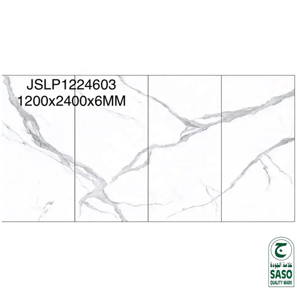 Elegant Carrara White Porcelain Slab Marble Pattern Large Thin Tile Sintered Stone Sheet Wall Floor Decoration