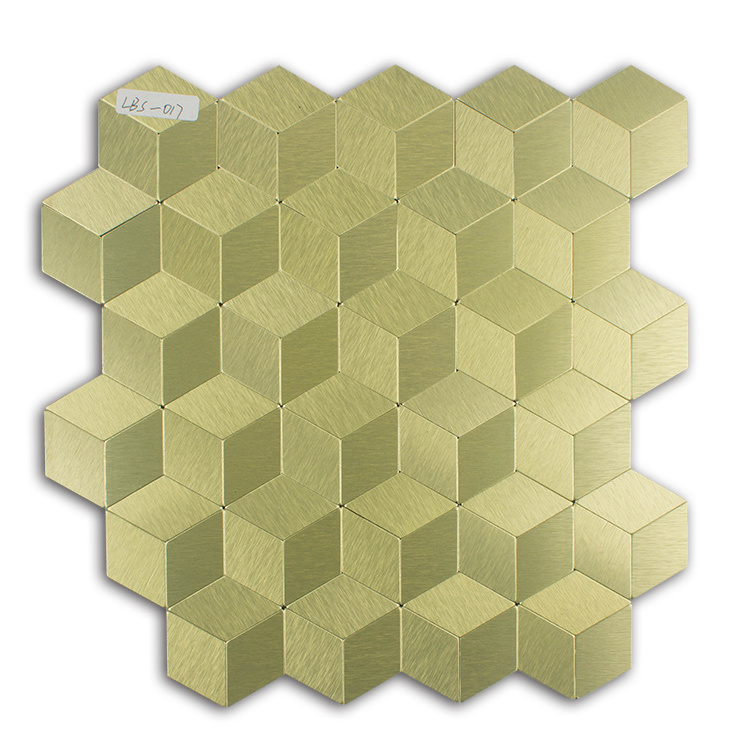 GUCI Copper Color Stainless Steel Metal Tiles Mosaic Wall Border Countertop Backsplash 300x300mm Hexagonal 6mm