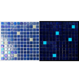 GUCI blue iridescent luminous mix solid glass swimming pool mosaic bathroom backsplash