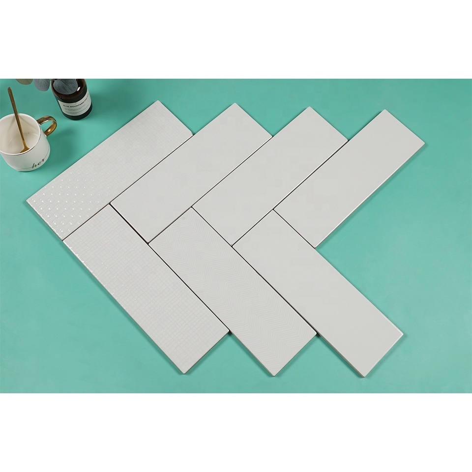 European solid color wavy pattern kitchen strip brick bathroom small white toilet wall tile 100x300