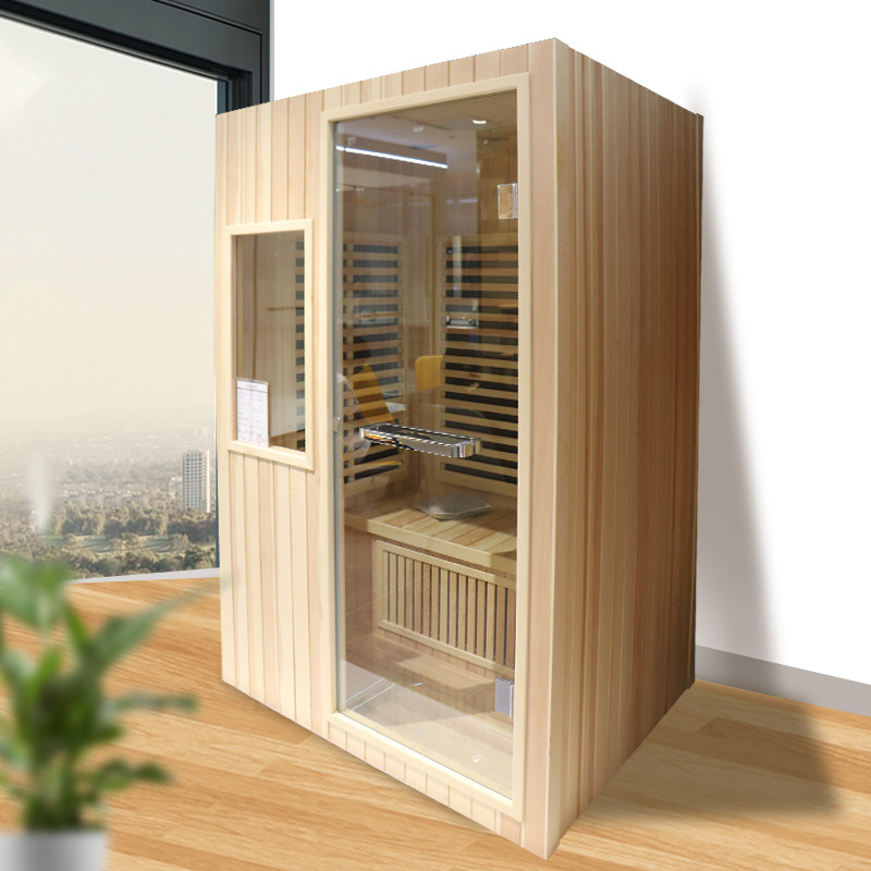 Two people dry steam sauna room far infrared dry sauna