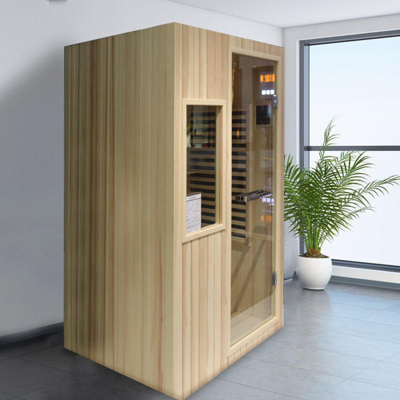 Two people dry steam sauna room far infrared dry sauna