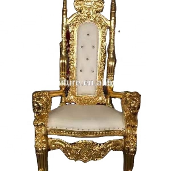 2023  new design Royal gold wooden frame white king throne chair for wedding king chair