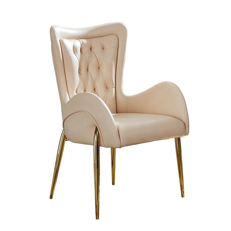 Factory European accent chair luxury armrest golden steel frame dining chair for restaurant dining GD-SC069