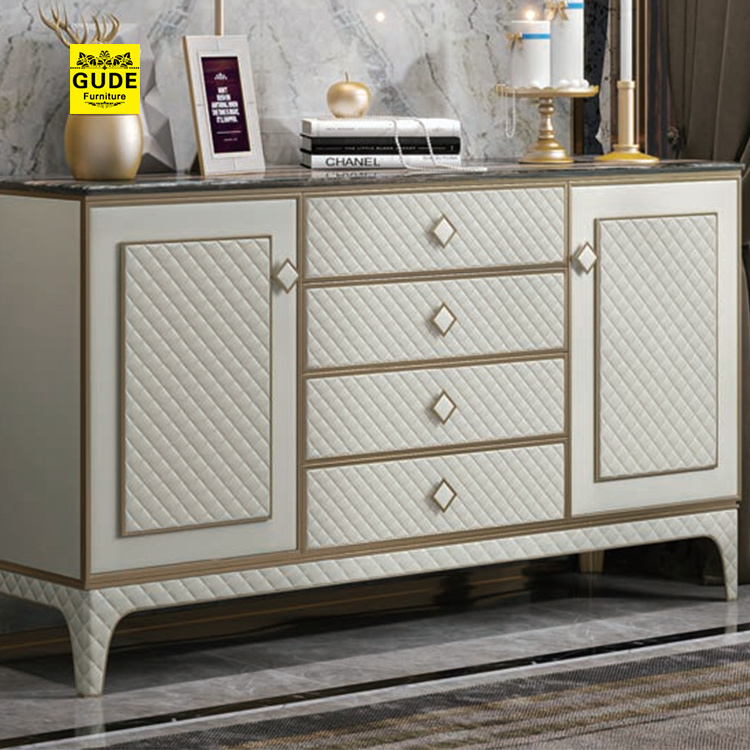 Living Room Furniture White Gloss Luxury Solid Wood Modern Cupboard Sideboard Cabinet