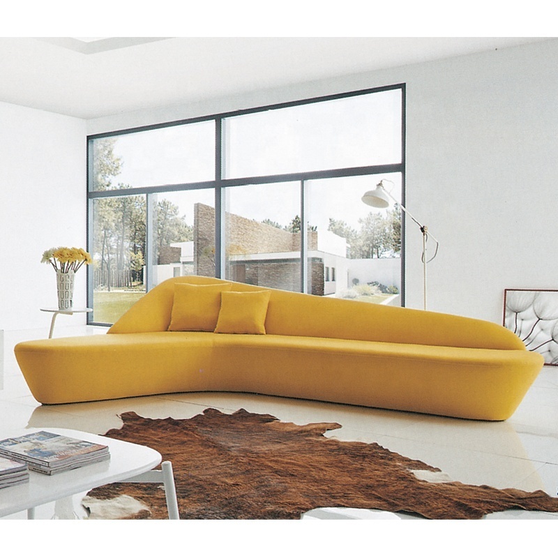 2022 Good price modern simple style yellow fabric sofa round L shape sofa for home living room