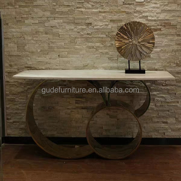 Frame Top Hallway Console Table Stainless Steel with Marble GD-ST030 Loyal Golden Home Furniture Metal Customized Modern 1 Pcs