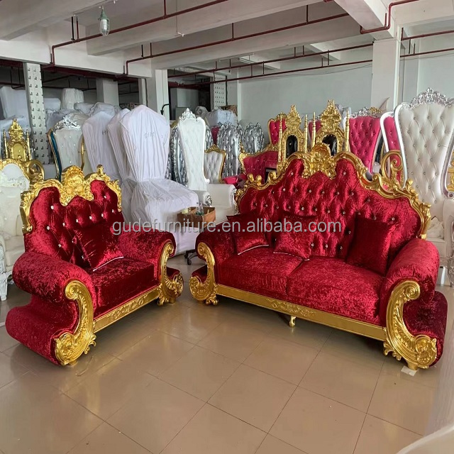 Different color options wide red and groom throne king and queen chair for wedding