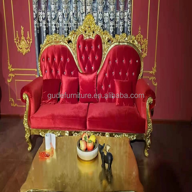 Different color options wide red and groom throne king and queen chair for wedding