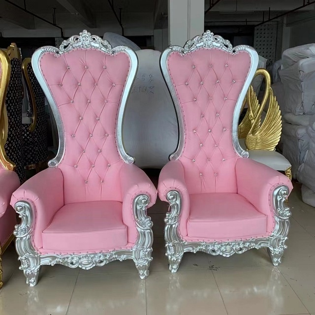 Gude furniture factory pink Wedding King and Queen Throne Chairs