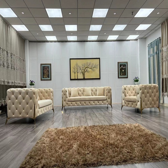 2022 Royal Palace classic beige color sofa in the finest fabric and  refinements by Modenese Luxury Interiors