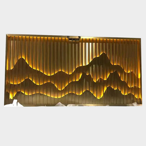 Luminous metal rockery partition stainless steel screen porch hollowed out courtyard hotel corridor background wall