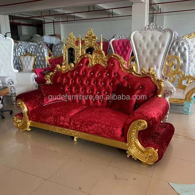 Different color options wide red and groom throne king and queen chair for wedding