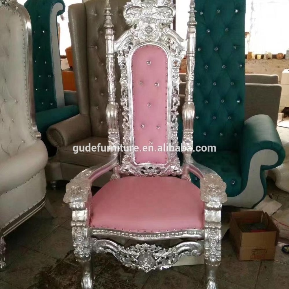 2023  new design Royal gold wooden frame white king throne chair for wedding king chair