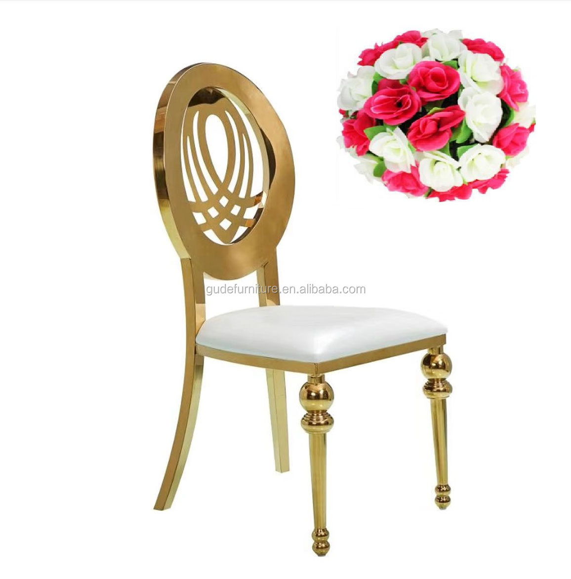 Wholesale factory price metal gold steel wedding chair for banquet hall GD-SC013