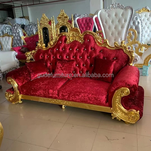 Different color options wide red and groom throne king and queen chair for wedding