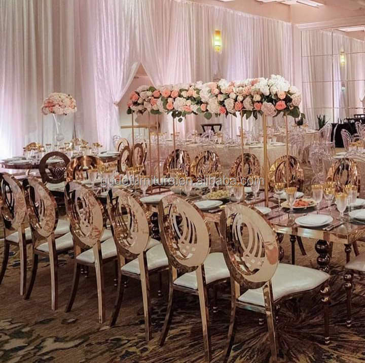 Wholesale factory price metal gold steel wedding chair for banquet hall GD-SC013