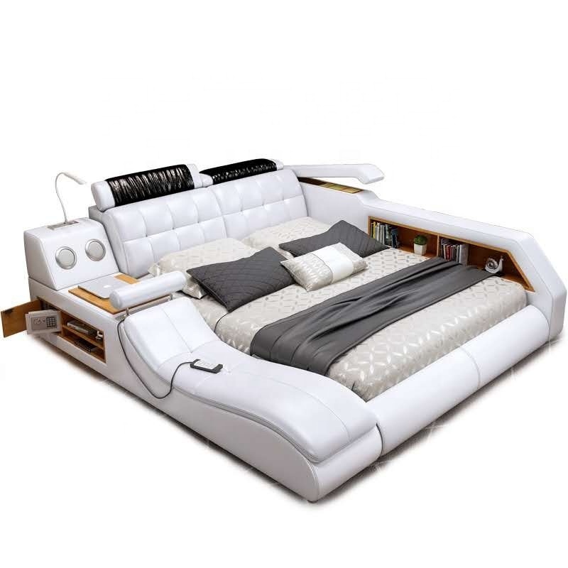 New Modern Design Multi-function Storage Bed Leather Tatami With Multimedia Speaker TV Stand