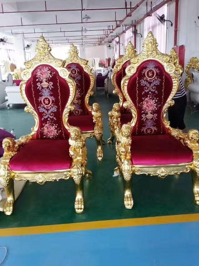 white factory luxury customized gold bride throne chairs wedding King