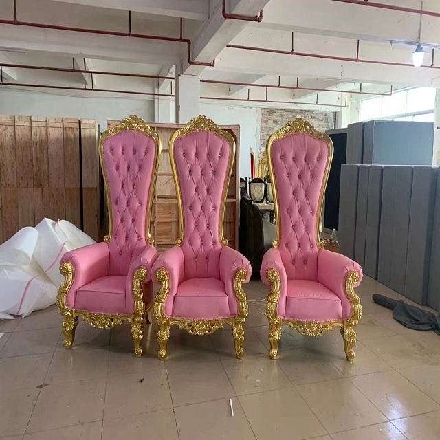 Gude furniture factory pink Wedding King and Queen Throne Chairs