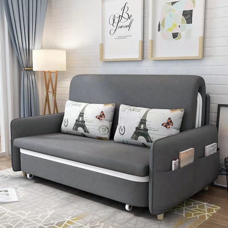 2023 Hot Sell Home Furniture Convertible Design Minimalist Folding Sofa With Two Pillows Foldable Sofa Bed