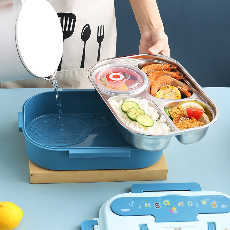 Food Containers Boxes Keep Warm Lunch Box Stainless Steel Kids Bento Lunchbox With Compartment Cutlery