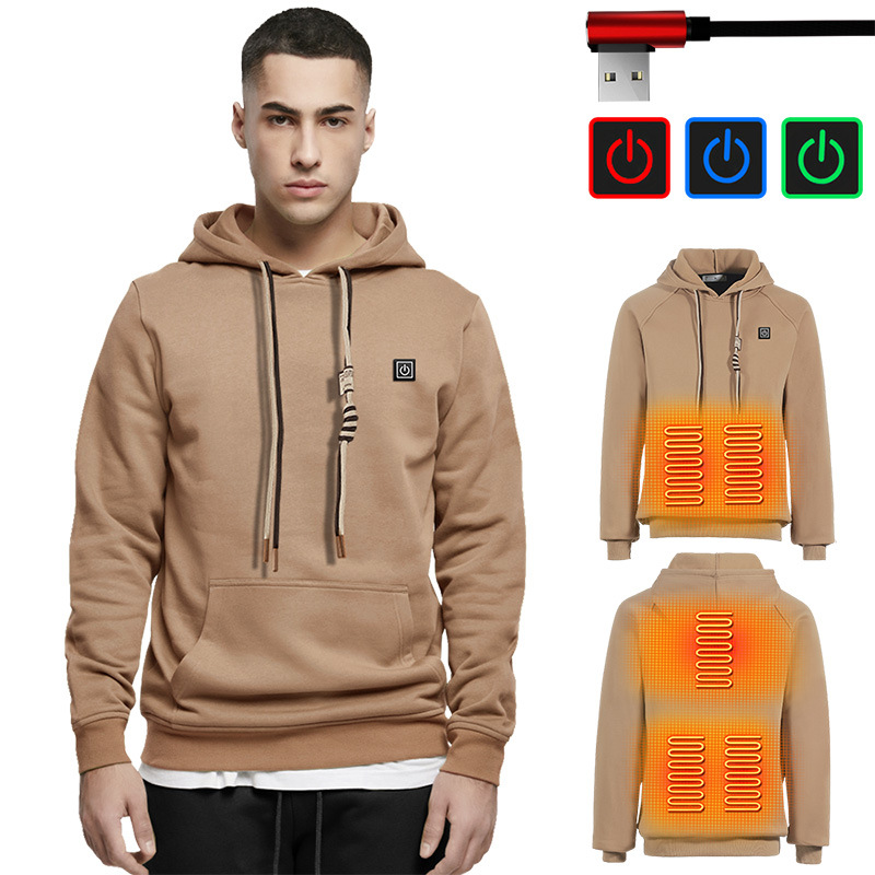 Fashion Sport Sweatshirt Winter Body Warmer Heat Pullover Smart USB Rechargeable Electric Heated Hoodie