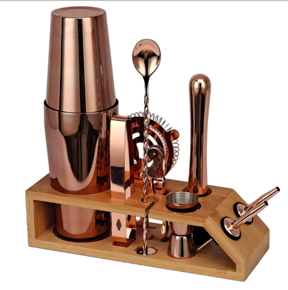 Creation Top Seller Professional Bar Tools Manufacturer Stainless Steel Copper Cocktail Shaker Set Mixology Bartender Kit