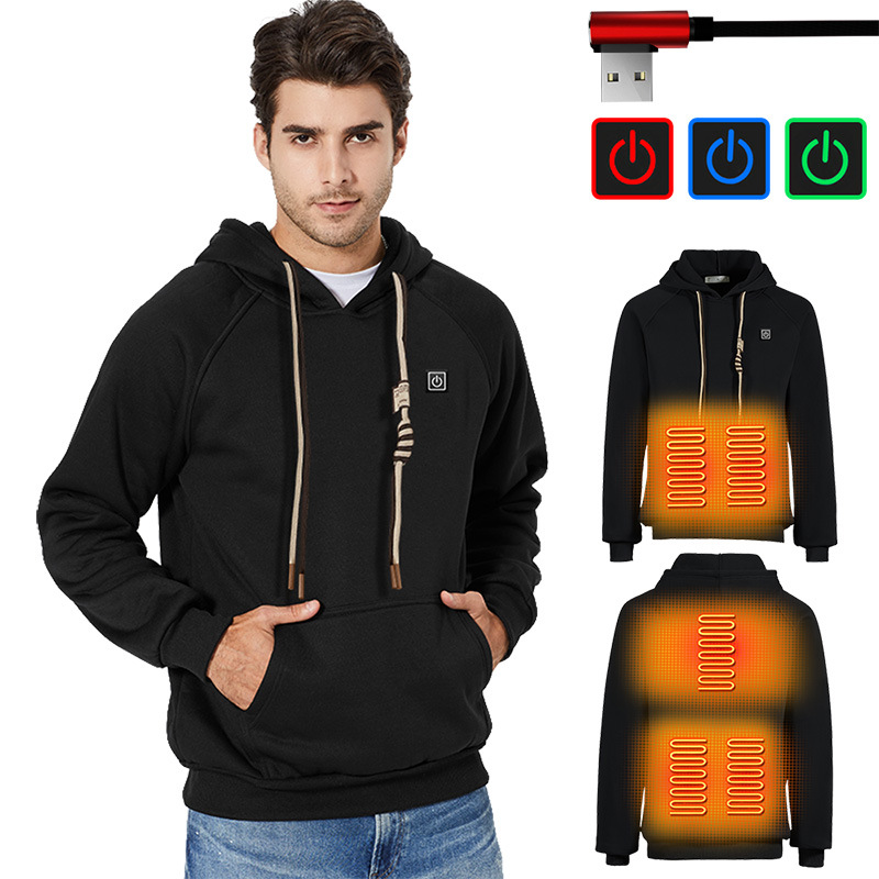 Fashion Sport Sweatshirt Winter Body Warmer Heat Pullover Smart USB Rechargeable Electric Heated Hoodie