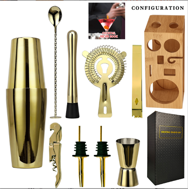 Creation Top Seller Professional Bar Tools Manufacturer Stainless Steel Copper Cocktail Shaker Set Mixology Bartender Kit