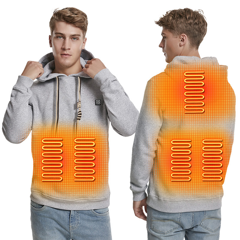 Fashion Sport Sweatshirt Winter Body Warmer Heat Pullover Smart USB Rechargeable Electric Heated Hoodie