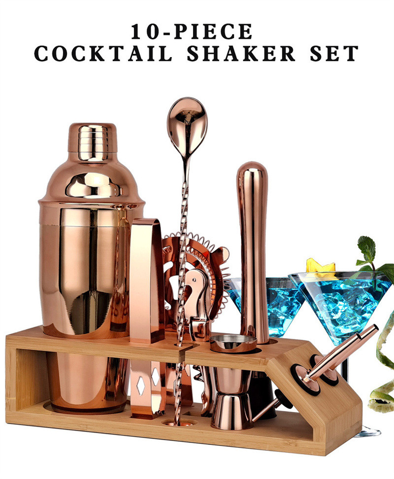 Creation Top Seller Professional Bar Tools Manufacturer Stainless Steel Copper Cocktail Shaker Set Mixology Bartender Kit